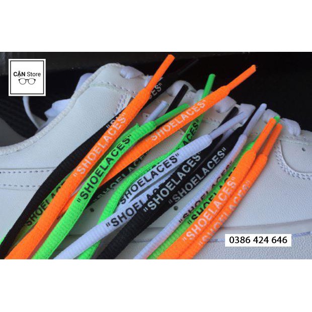 Dây giày oval Off White có chữ SHOELACES ở đuôi (ảnh chụp thật)