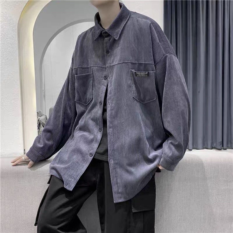 Áo sơ mi nam nữ form rộng 2N Unisex somi khoác ngoài nhung tăm số 3