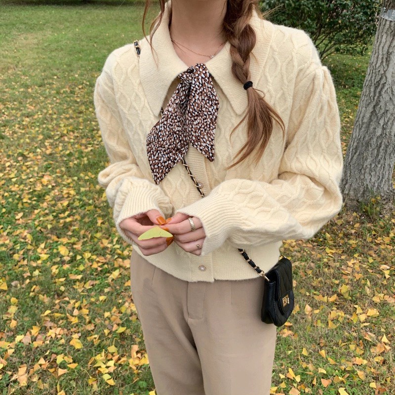 [ÁO CHOÀNG] Cardigan Nữ Lông Cừu, Áo Len Kèm Khăn Nữ Mix Quần Chân Váy Siêu Sinh | BigBuy360 - bigbuy360.vn