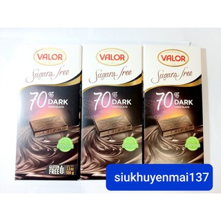 socola đen 70% cacao valor 100 g, không đường hsd: 10.2021-tây ban nha