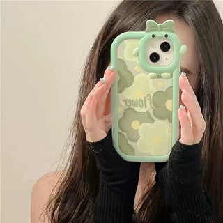 Ốp Điện Thoại TPU Bảo Vệ Bốn Góc Hình Hoa Màu Xanh Lá iPhone 13 13pro 13prm iPhone 11 7Plus 8Plus Xr XS 13 12 Pro Max