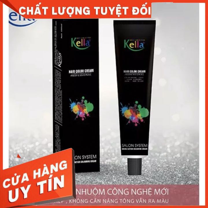 [tận gốc ] kem nhuộm tóc chuyên nghiệp KELLA 100ML [vỏ màu đen] màu nhuộm lên chuẩn dành  cho salon và ở nhà không khô t