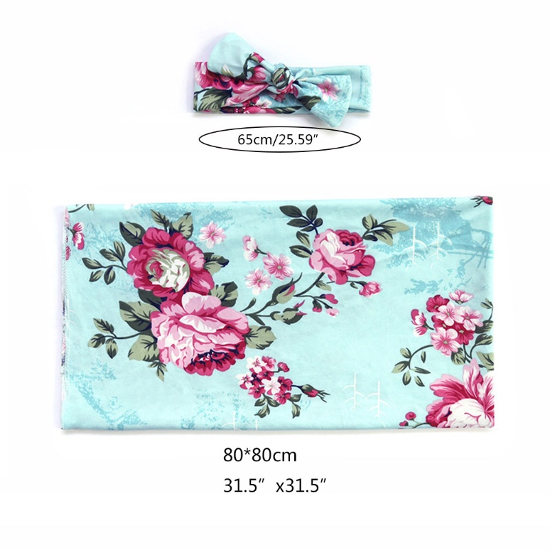 Chăn Quấn Em Bé In Họa Tiết Dễ Thương Kèm Băng Đô Tiện Dụng