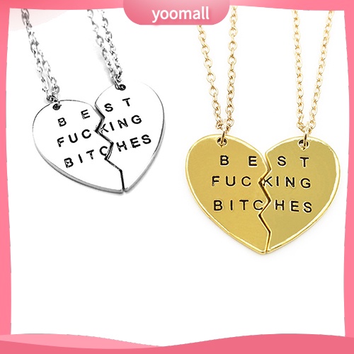 Set 2 vòng cổ Tình Bạn Mặt Trái Tim Khắc Chữ Bff