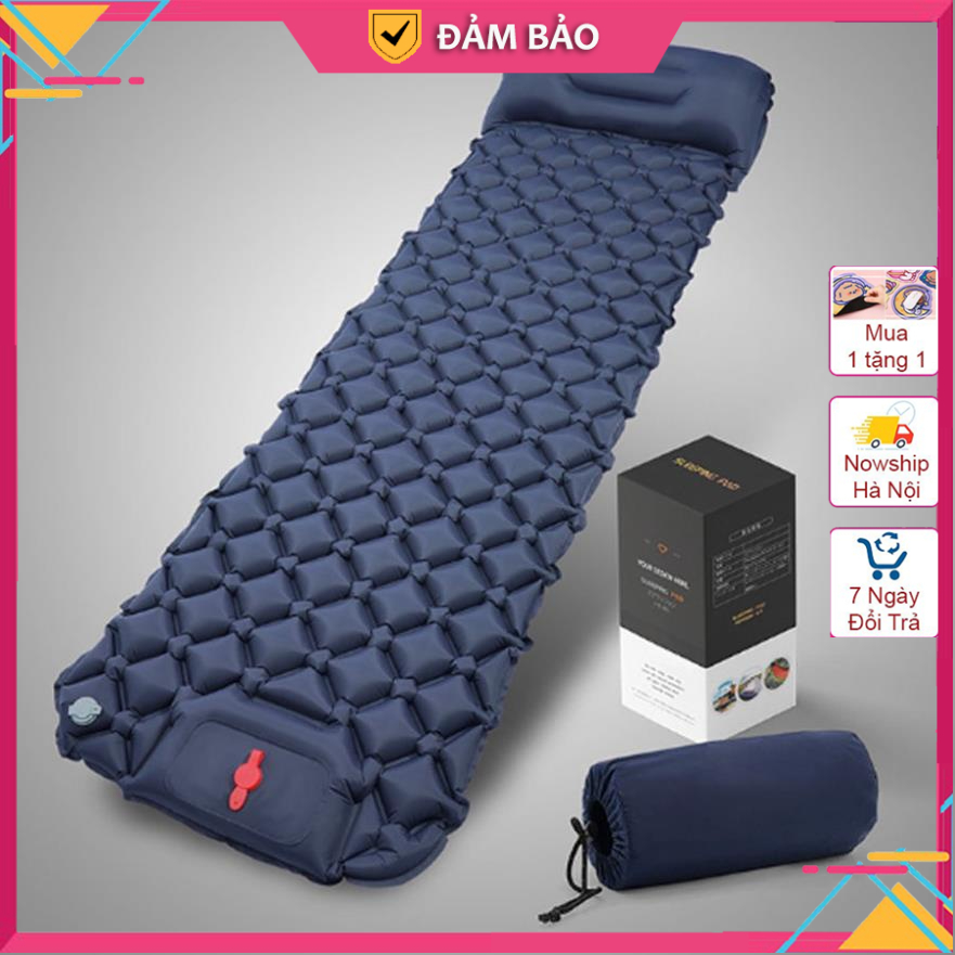 Đệm dã ngoại tự động bơm, Đệm hơi du lịch gập gọn siêu nhỏ gọn, chịu tải tốt, độ bền cao