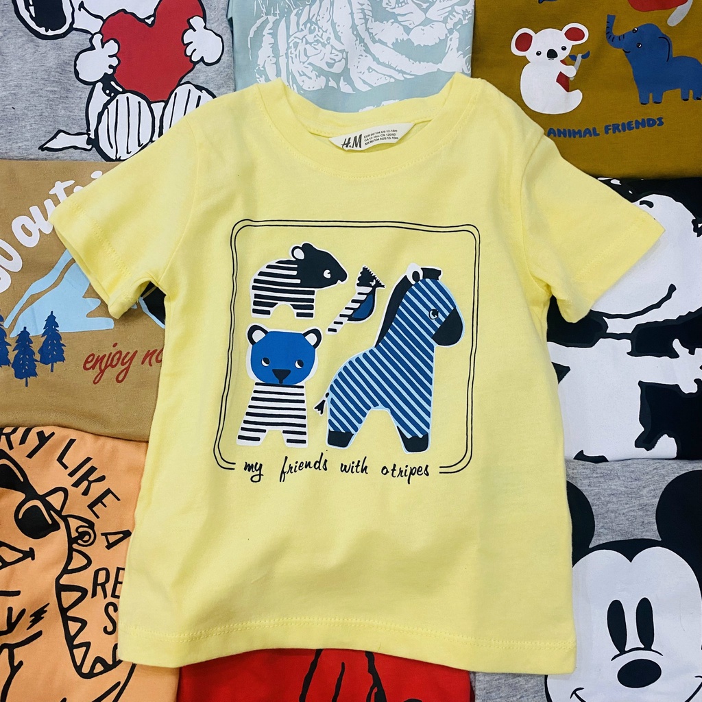 Áo phông bé trai xuất dư thun cotton/ Áo thun bé trai cộc tay 1 tuổi đến 5 tuổi - ATM - Bebefamilyshop