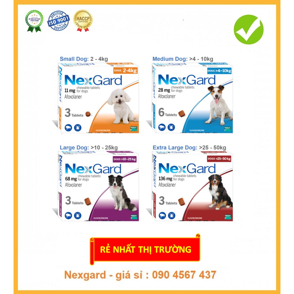 [HẾT VE 100%] Nexgard 2-4kg (1 viên) vị thịt bò 🐮🐮, Sạch Ve, Rận, Bọ chét, Ghẻ (CHÍNH HÃNG VN) - NEXGARD GIÁ SỈ SHOP