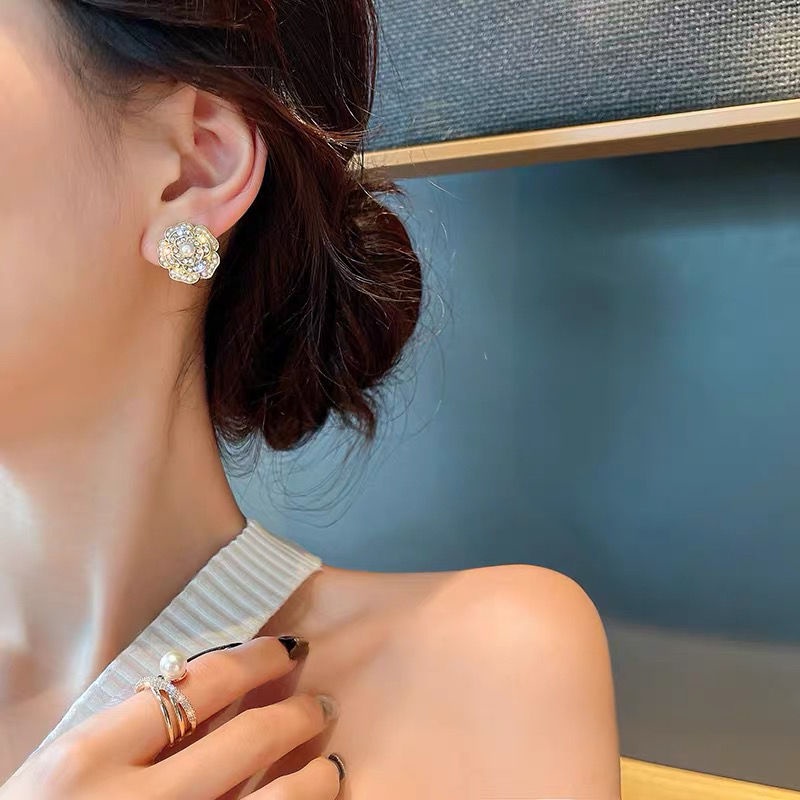 Đôi Bông Tai Bạc 925 Hình Hoa Trà Thời Trang Cho Nữ
