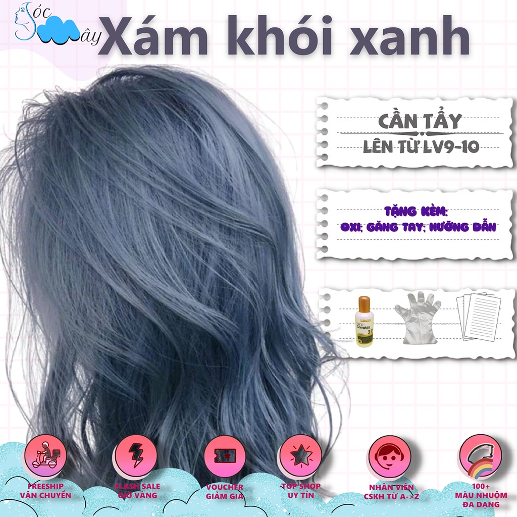 Thuốc nhuộm tóc màu xám khói xanh
