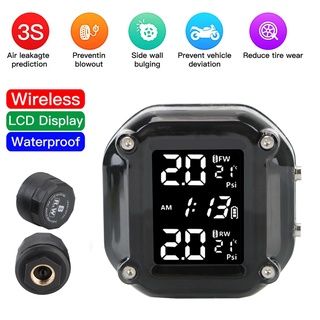 Bộ cảm biến nhiệt độ lốp xe tpms với 2 cảm biến bên ngoài với màn hình lcd hiển thị lcd cho xe máy