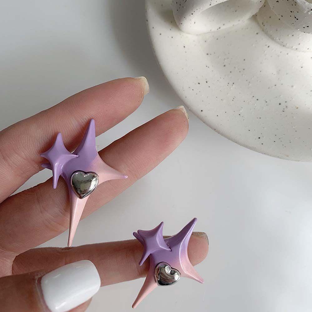 Bông Tai Màu Hồng Tím Gradient Phong Cách Hàn Quốc Thời Trang Cho Nữ