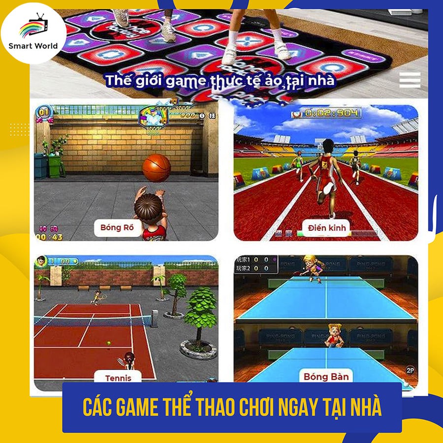 Thảm chơi game, thảm nhảy audition kết nối tivi, game vận động tại nhà bản cao cấp 2021 với 2 tay cầm và có tới 200 game