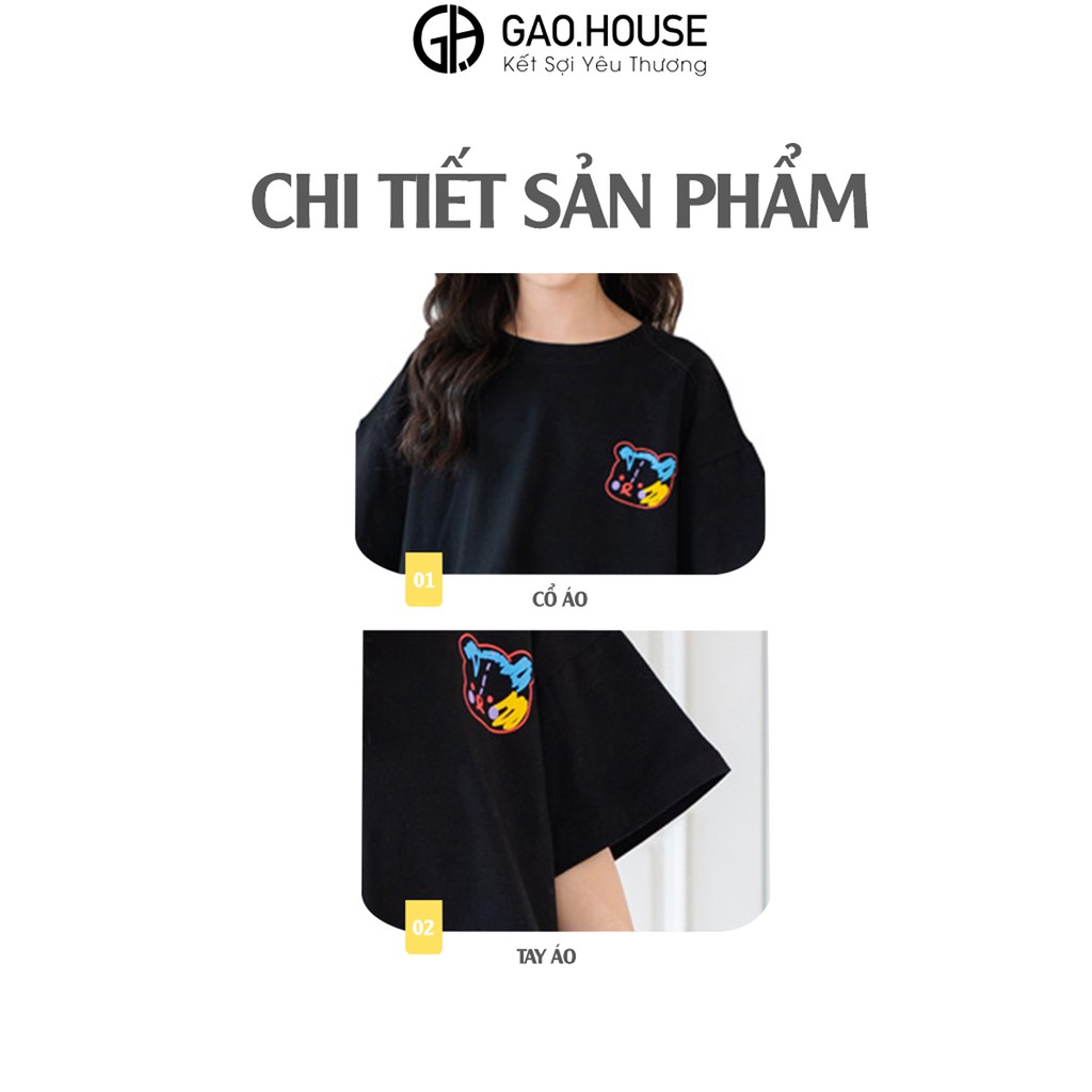 Áo thun Gạo House cotton 4 chiều cổ tròn cộc tay Smile Bear cho bé gái từ 8 đến 42kg [T6]