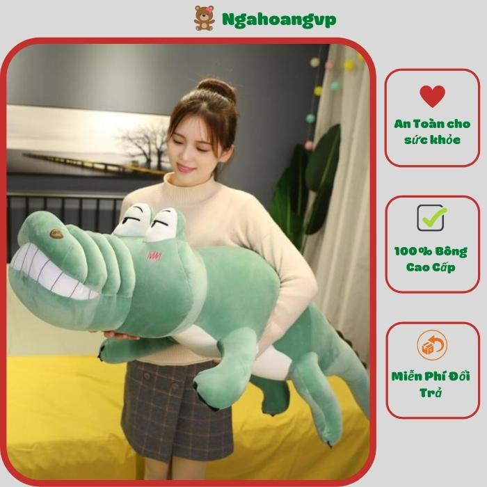 Gấu bông cá sấu, Gối ôm hình thú nhồi bông cá sấu mặt ngáo - NgaHoangvp