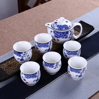 Bộ ấm trà gốm Bát Tràng men rạn họa tiết bông hoa