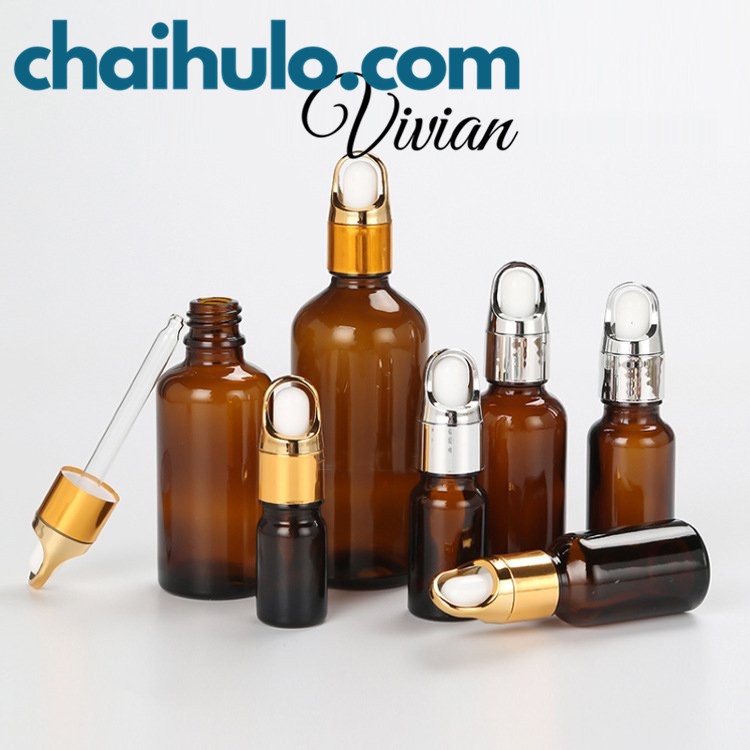 30ml Lọ Chiết Mỹ Phẩm Lọ Chiết Serum Mini Chai Lọ Thủy Tinh Đựng Tinh Dầu Màu Nâu/Trong Suốt Nắp Bóp Quai Xách Nhỏ Giọt