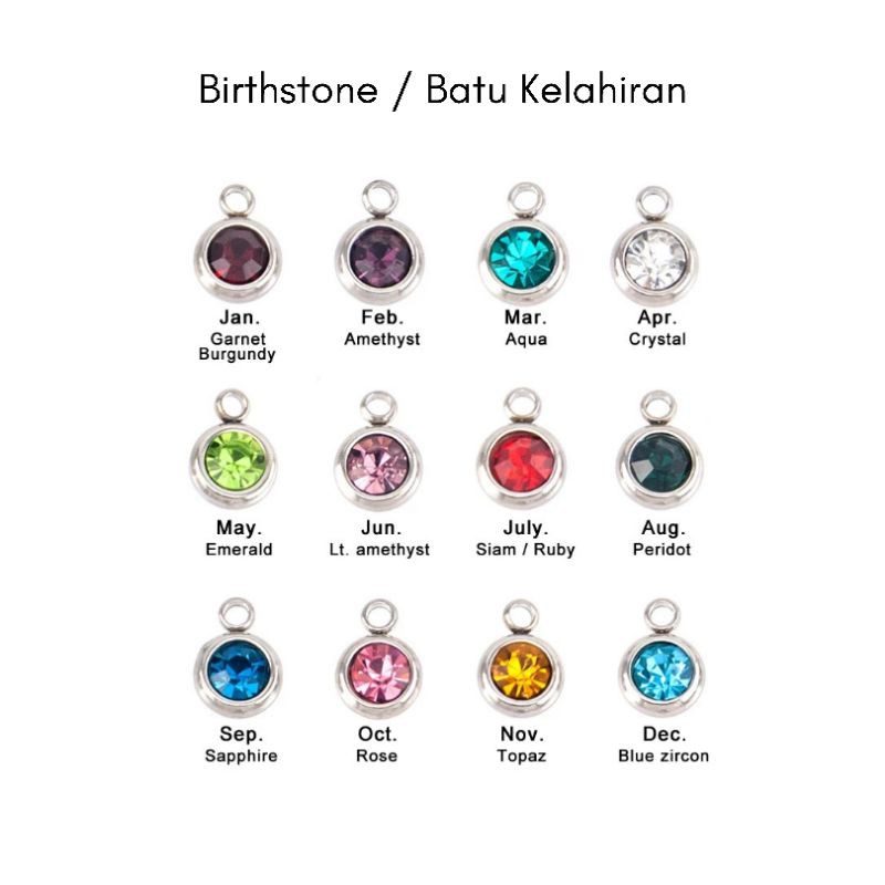 Mặt Dây Chuyền / Vòng Tay / Vòng Cổ Hình Chữ Super Birthstone