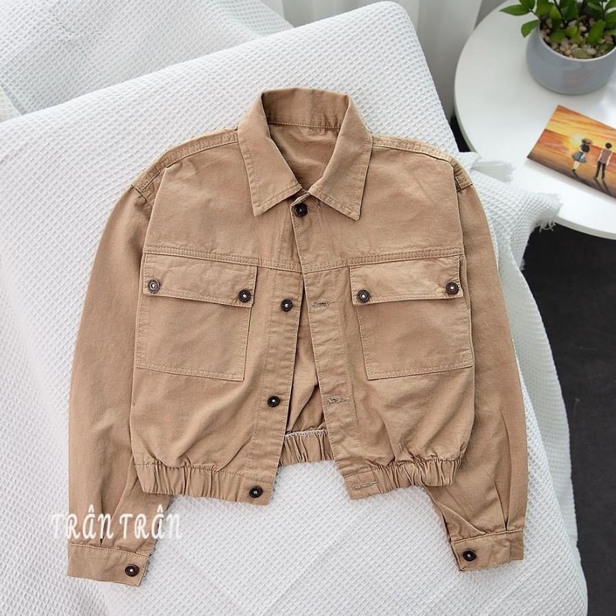 Áo kaki jean nữ-Hot trend bo chun crop siêu xinh Saigonmen