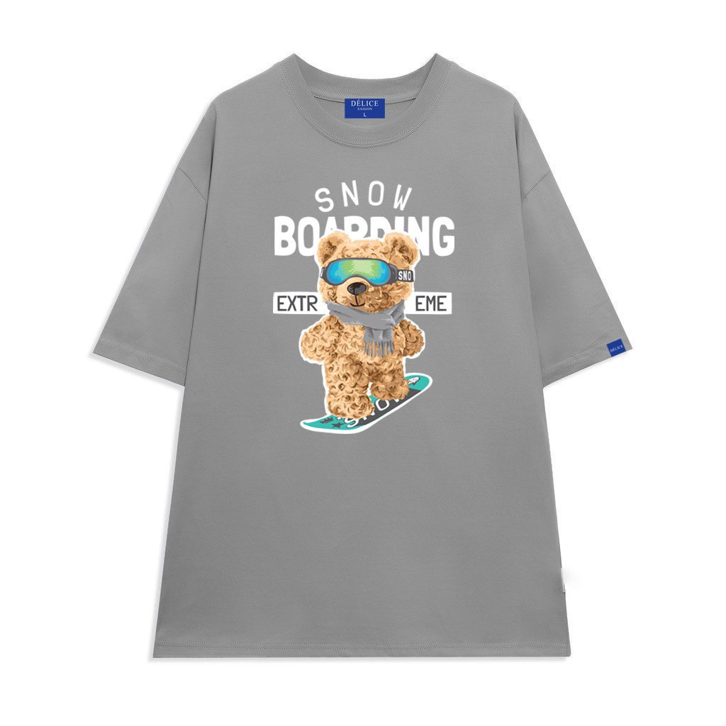 [ Full Box + Tag ] Áo thun phông Unisex cotton 100% form rộng tay ngắn SNOW BOARDING