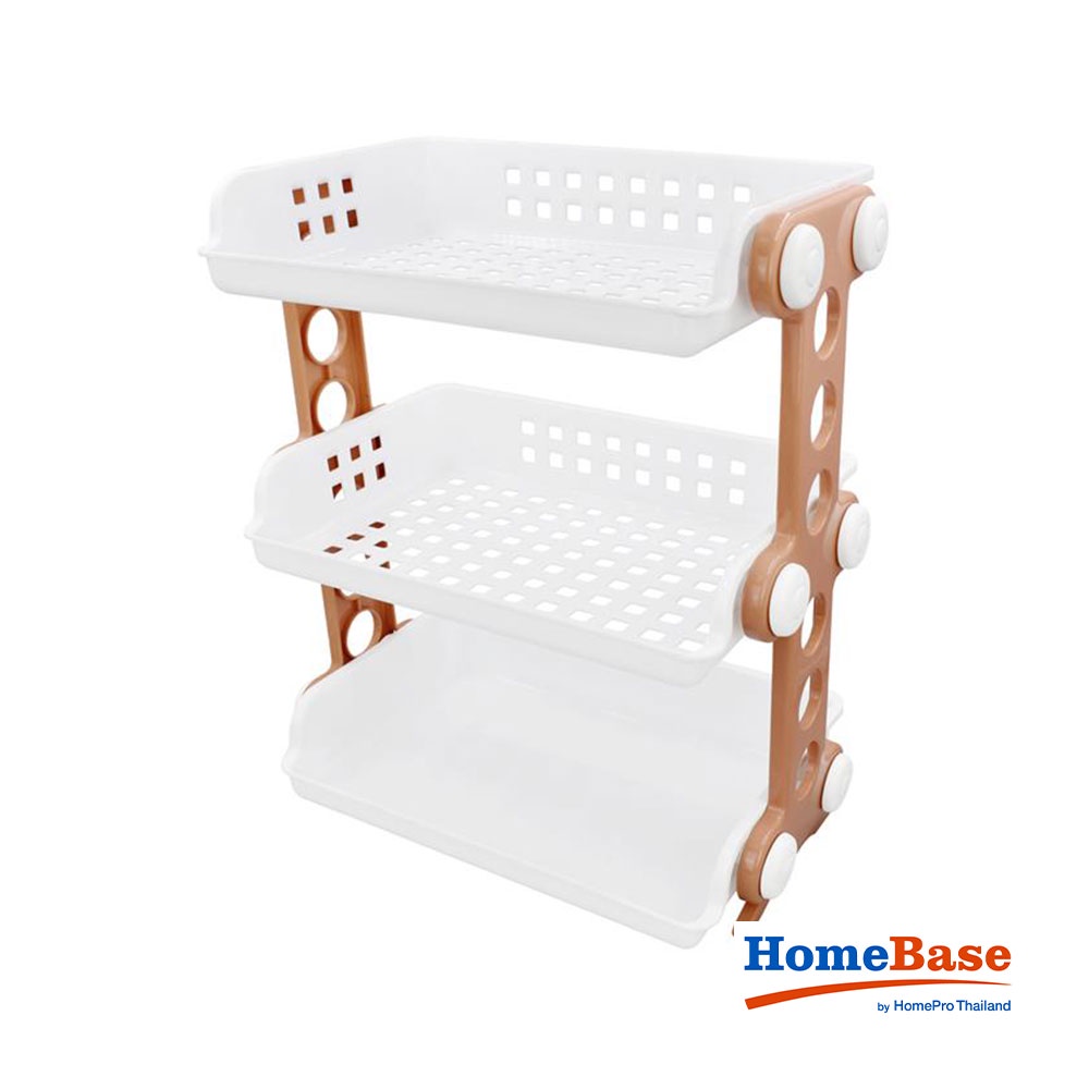 HomeBase STACKO kệ nhựa 3 tầng bằng nhựa Thái Lan ME W46.7xH52.3xD26.5cm màu trắng/cam