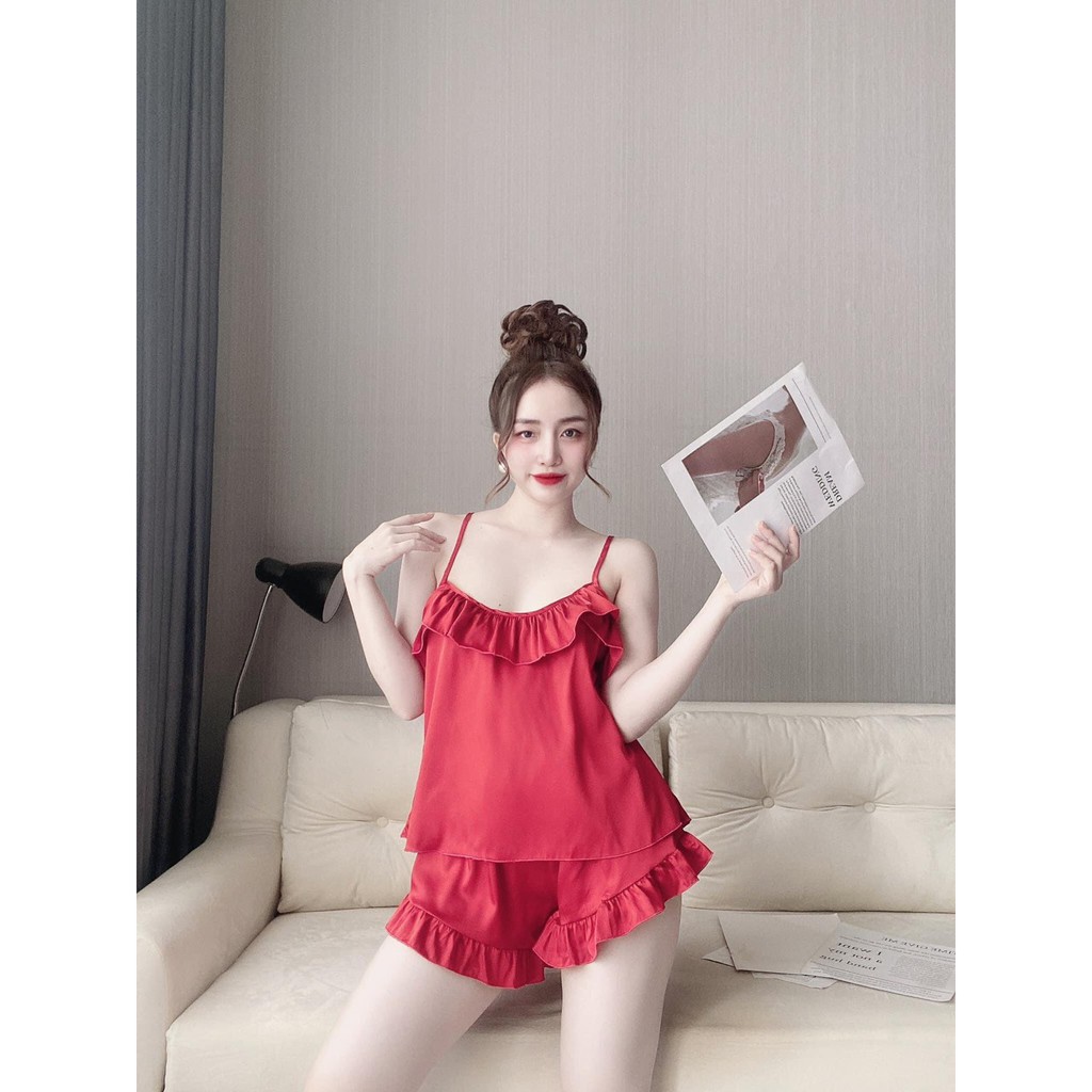 Bộ đồ ngủ hai dây chất liệu satin xinh quyến rủ size m l | BigBuy360 - bigbuy360.vn