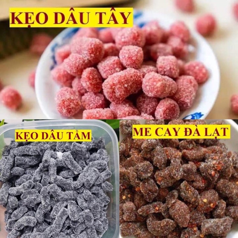 Kẹo me cay mix kẹo dâu tây và dâu tằm -500g  TỪ ĐƠN 50K,  Hàng ngon nhà làm