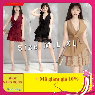 Đồ Bay Ngắn 🎁FREESHIP🎁 Đồ bay ngắn giả váy phối ren cổ vest cực xinh TJ873 [CÓ ẢNH THẬT]