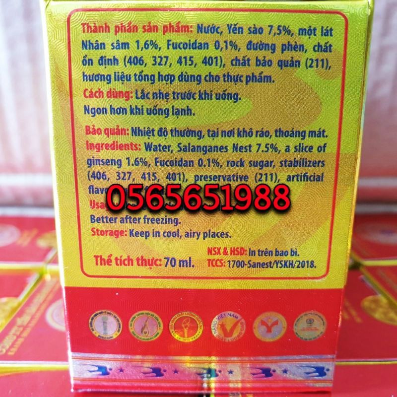 Yến sào Khánh Hòa nhân sâm cao cấp lọ 70ml có đường thượng hạng