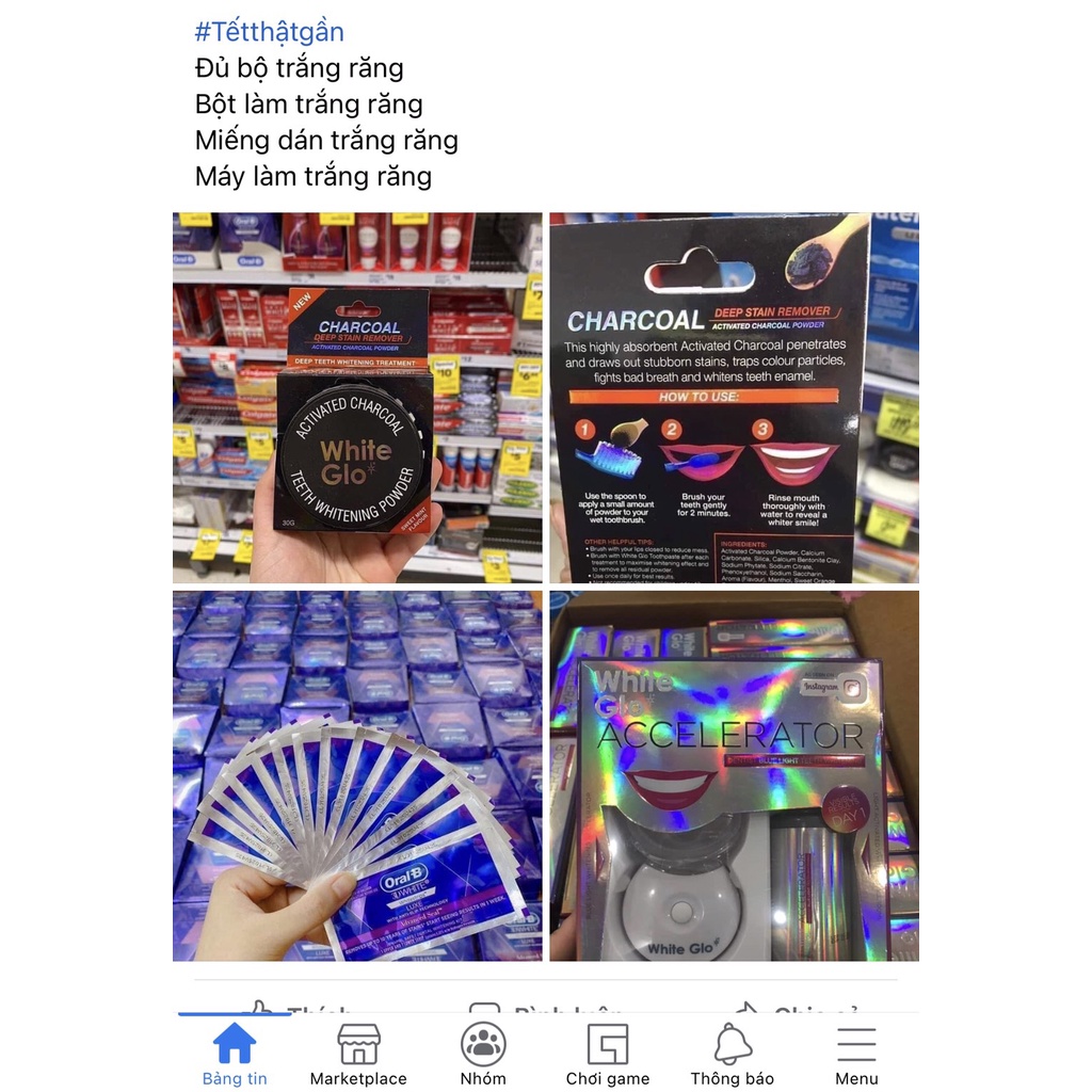 Bột Làm Trắng Răng White Glo Activated Whitening Powder 30g Úc