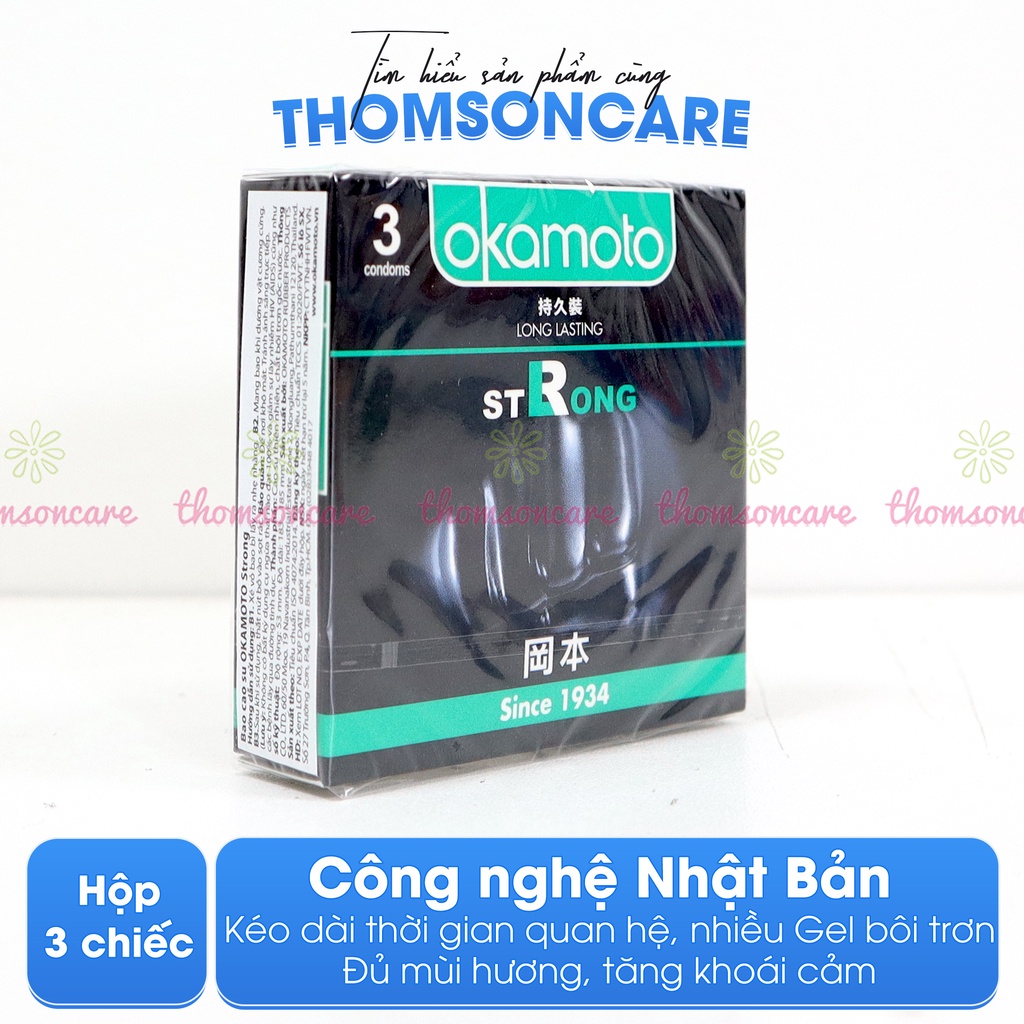 Bao cao su siêu mỏng Okamoto nhiều gel bôi trơn  - Đủ loại hương dâu, cam, vani - bcs 3 chiếc - Che tên khi giao hàng