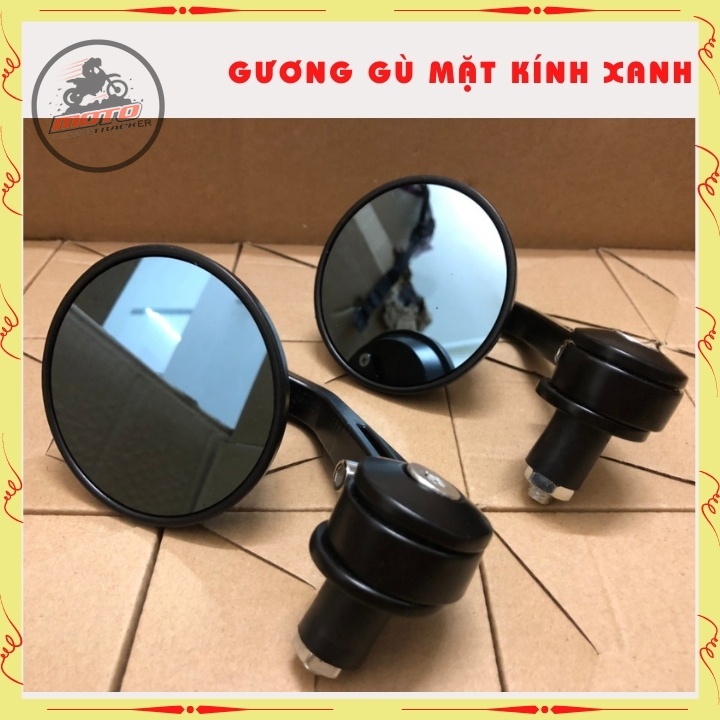 Gương xe máy độ phù hợp mọi loại xe gương gù tay lái kính kiểng tròn cao cấp mặt kính xanh chống lóa