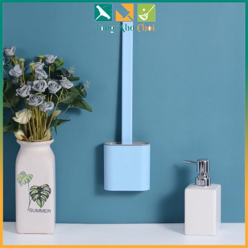 Chổi cọ vệ sinh bồn cầu, cọ toilet, nhà tắm Pulito chính hãng, chất liệu silicon có ống cắm sạch sẽ dễ vệ sinh tiện lợi