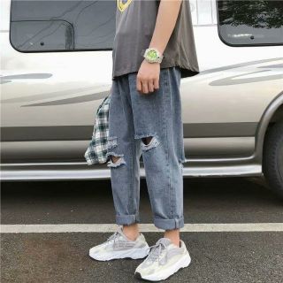 Quần jean baggy rách , phong cách street wear