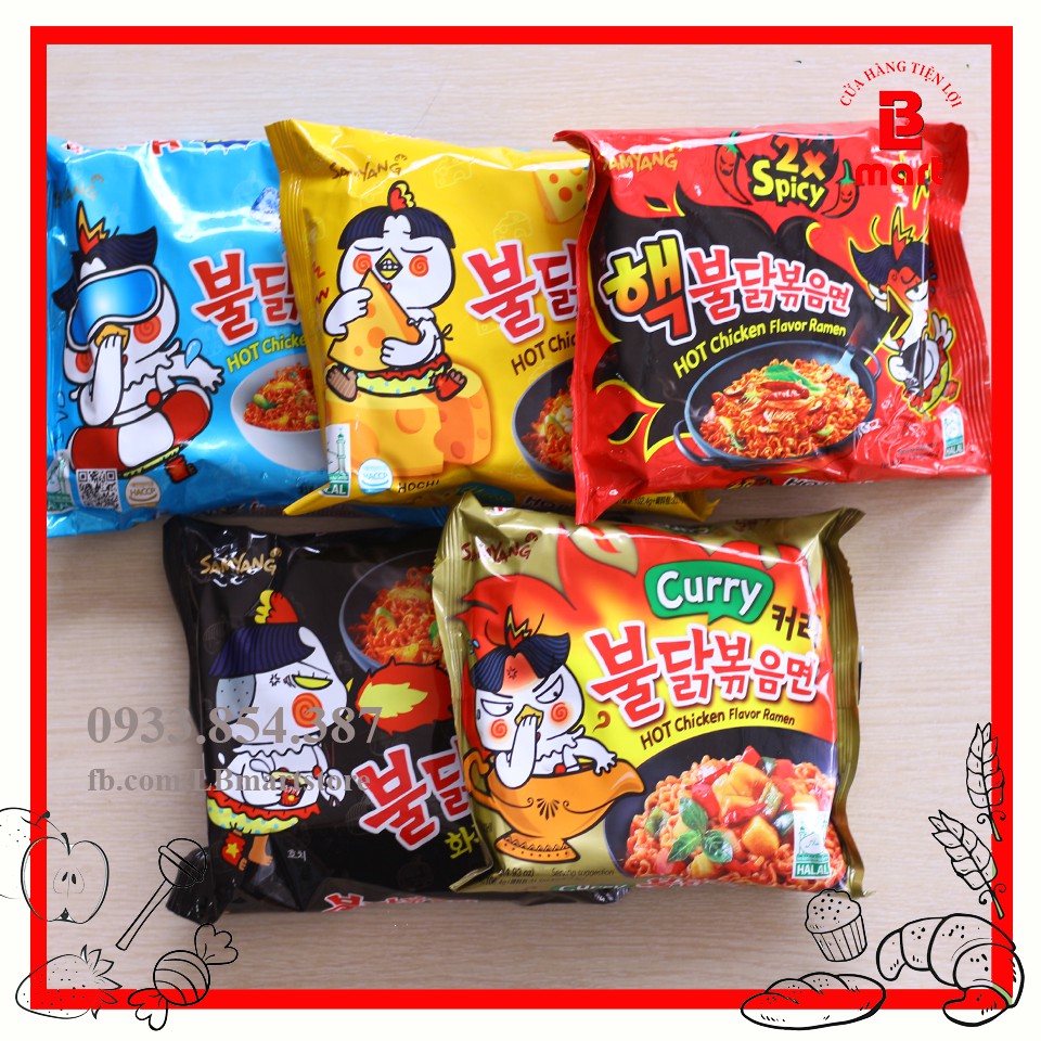 Combo 5 gói mì cay samyang 5 loại