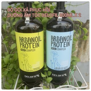 BỘ DẦU GỘI XẢ PHỤC HỒI DƯỠNG ẨM DELOFIL  SIZE LỚN Ý 800ML X 2