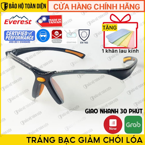 (RẺ, CHÍNH HÃNG!!) Kính bảo hộ Everest EV303 [TẶNG KHĂN LAU KÍNH]| Kính chống bụi, chống gió, kính chống tia UV