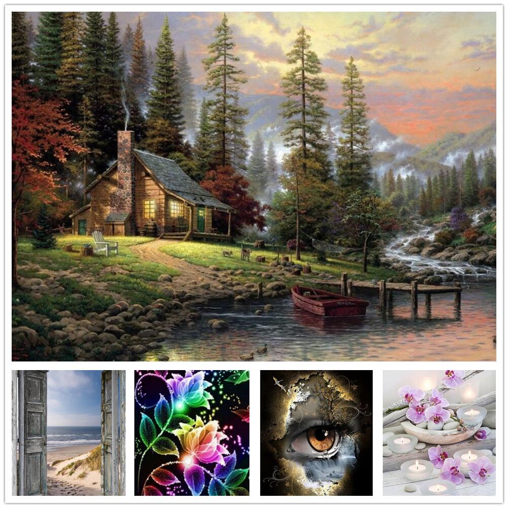 Bộ Tranh Đính Đá Tự Làm 5D DIY Hình Tròn / Vuông Cho Người Lớn