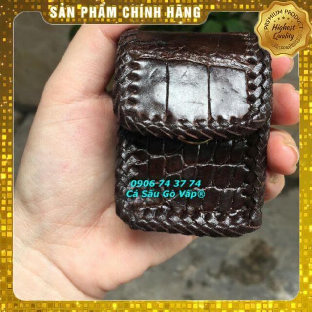 Thẻ BH 12 Tháng -  Túi Đựng Quẹt Zippo Da Cá Sấu Đan Viền Cá Sấu BinBon . Hàng Cao Cấp, xịn, Rẻ, Đẹp