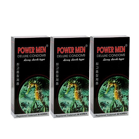 - Bao cao su POWERMEN Longshock cá ngựa, siêu mỏng, gân gai li ti, kéo dài thời gian, - Hộp 12 cái