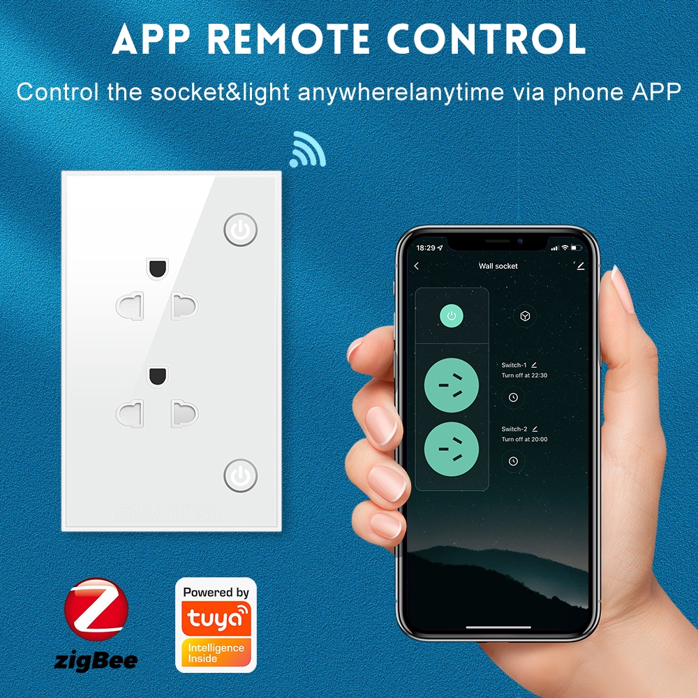 Ổ cắm điện thông minh ROVF 16A US EU 110V 240V Tuya Zigbee Smart Life Google Home Alexa bật tắt hẹn giờ bằng giọng nói