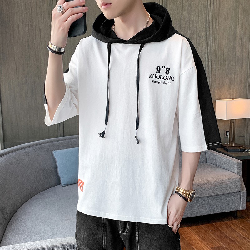 Áo Hoodie Ngắn Tay Dáng Rộng Thời Trang Mùa Hè Dành Cho Nam Sinh