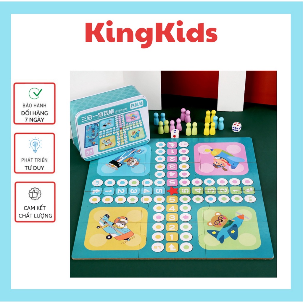 Bộ đồ chơi xếp hình bàn cờ kèm xúc xắc cho bé phát triển tư duy KingKids