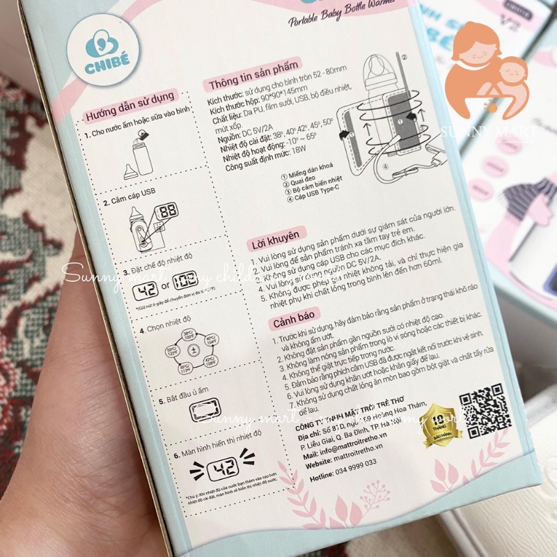 Bình hâm sữa, ủ bình sữa cho bé sơ sinh di động CHIBÉ CB016 cho bé, chính hãng - bảo hành 12 tháng
