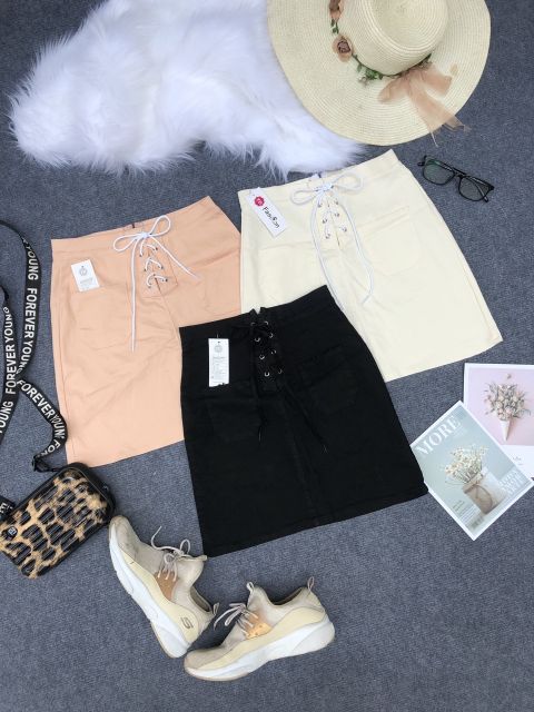 Chân váy chữ a đan dây giữa ulzzang