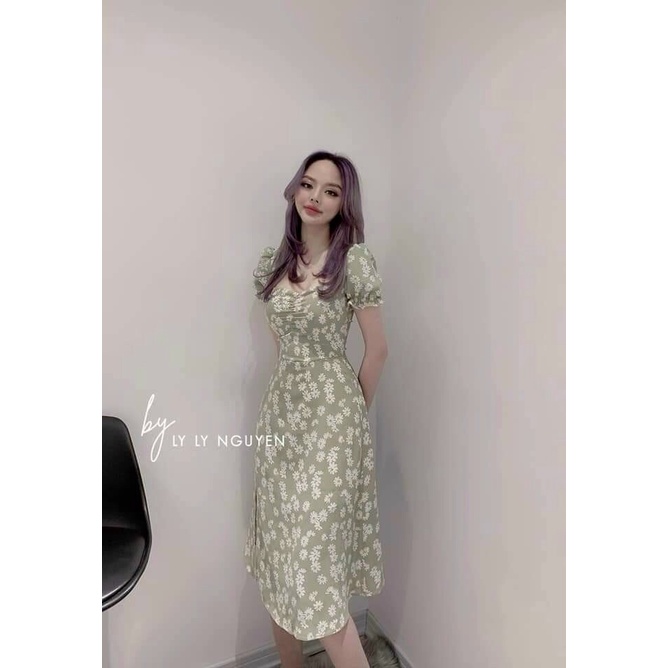 ĐẦM NỮ DÁNG DÀI HỌA TIẾT HỌA CÚC NHÍ XẺ ĐÙI SIÊU TÔN DÁNG, SIÊU ĐẸP - HÀNG QUẢNG CHÂU