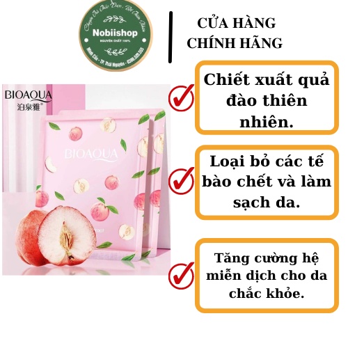 Mặt nạ giấy Chăm Sóc Da Mặt Bioaqua Trái Đào Peach giúp dưỡng ẩm, làm trắng Nobiishop 25ml Chính Hãng