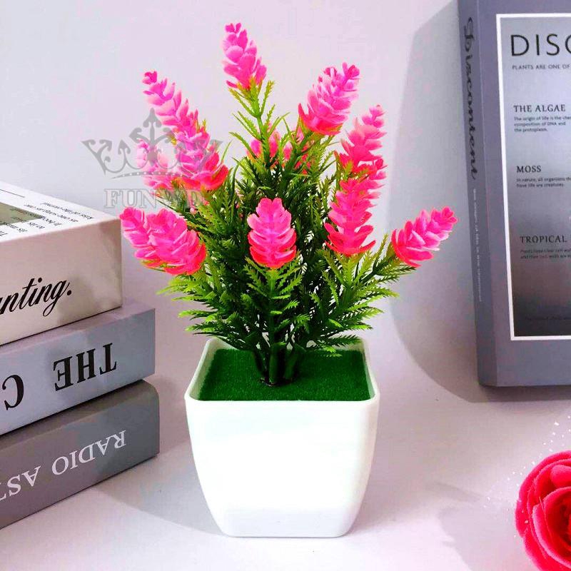 Artificial Plant Home Office Tabletop Plastic Fake Welcoming Desk Wedding Lily flower Pinecone 18cm Potted Beautiful