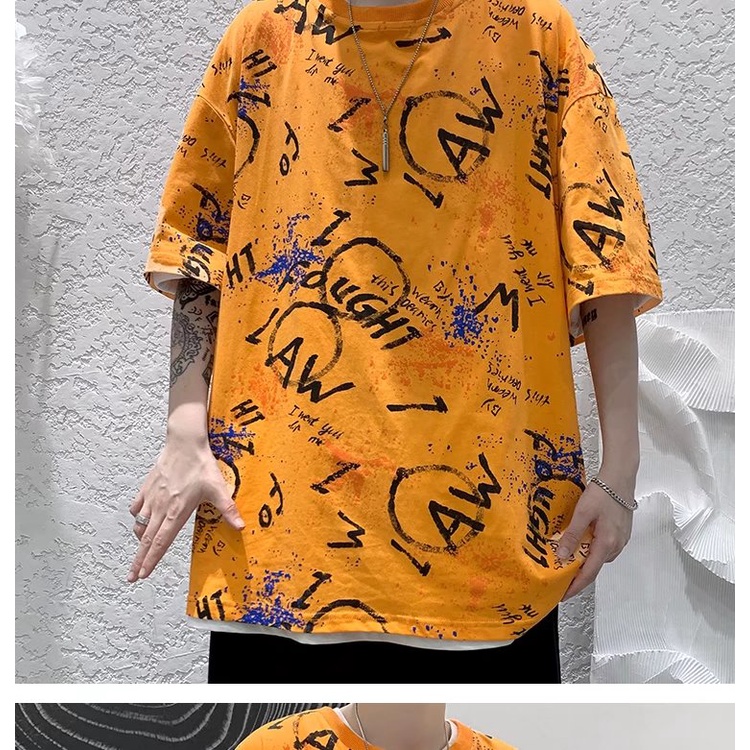 Áo thun nam tay ngắn in họa tiết graffiti phong cách thời trang M-7XL