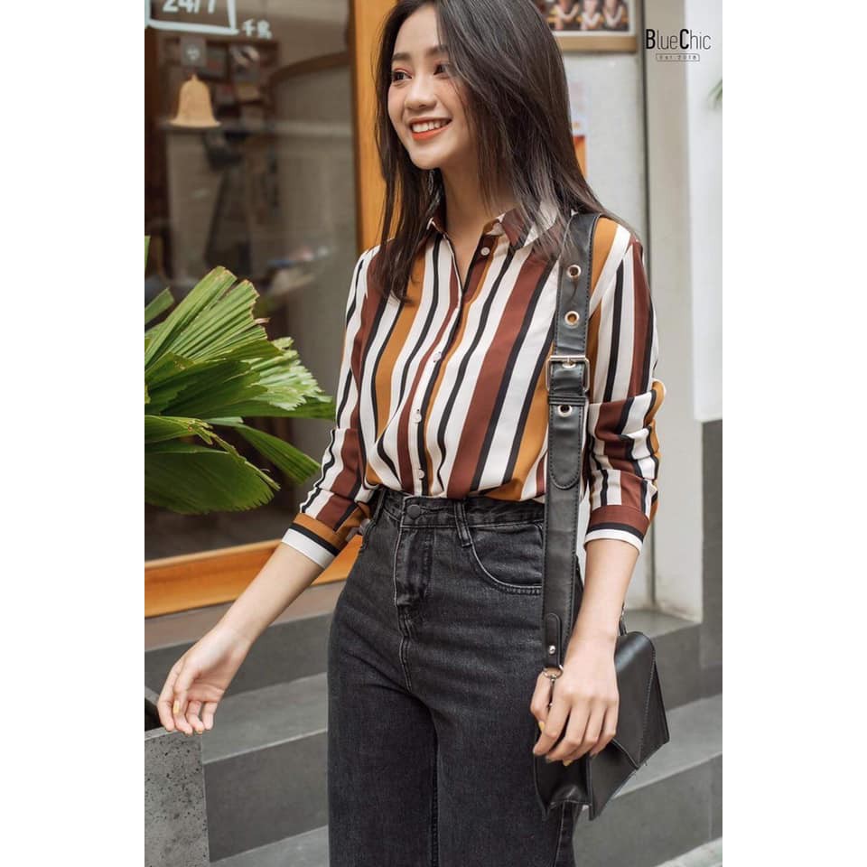 Áo sơ mi nữ voan họa tiết hàng xuất khẩu
