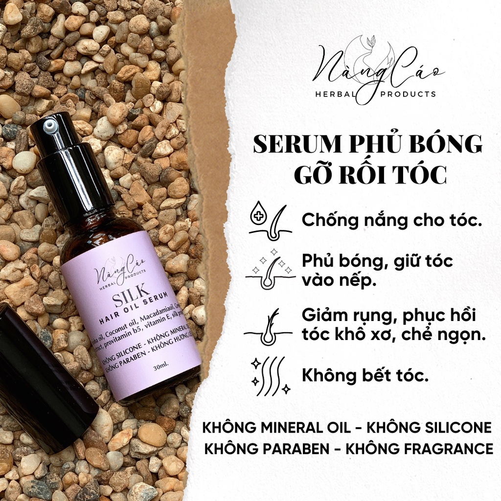 Dầu dưỡng tóc KHÔNG SILICONE phục hồi, gỡ rối tóc khô xơ, giữ nếp tóc uốn NÀNG CÁO💦